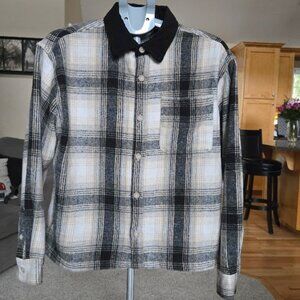 Brooklyn Cloth small plaid flannel boxy fit oversized button down shirt jacket
